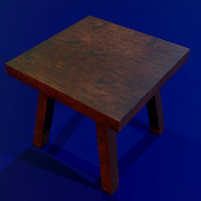 A Wooden Stool with Scuffs and Abrasions
