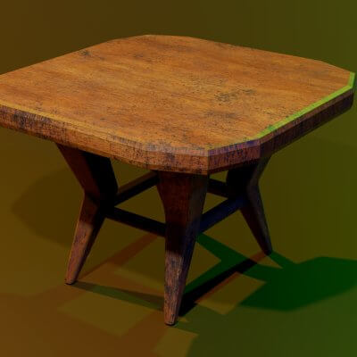 A Wooden Table with Scuffs and Abrasions