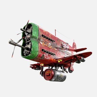 Stylized Red-Green Airplane