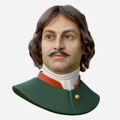 Peter The Great Head Model and Hairstyle