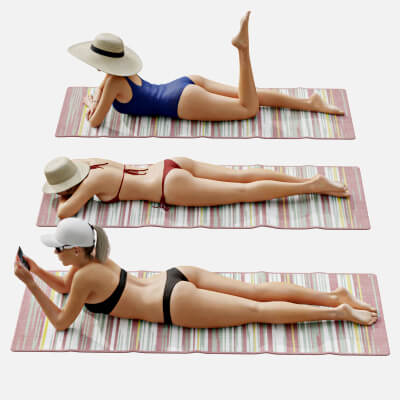 Three Girls Relaxing on The Beach