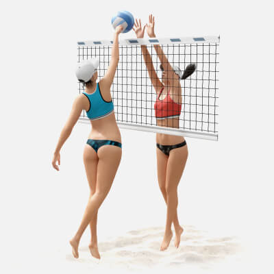 Two Girls Playing Beach Volleyball