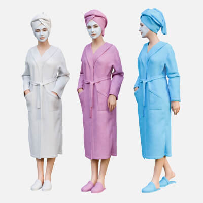 Woman in Plush Terry Cloth Robe