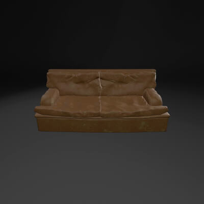 Detailed Used Leather Sofa