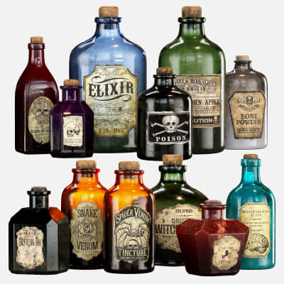 Apothecary Poisons and Potions Jars Set