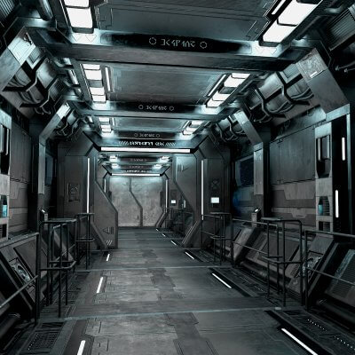 Sci-Fi Modular Corridor with Door Version 1 by MSWoodvine