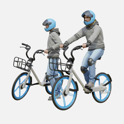 Man on Bike Wearing Blue Helmet