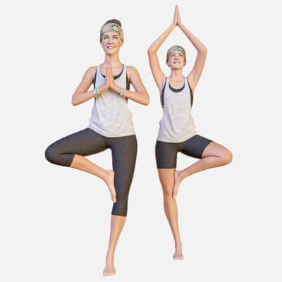 Women Doing Yoga in Tree Pose