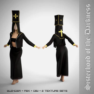 Sisterhood of The Darkness Outfit Blender FBX OBJ