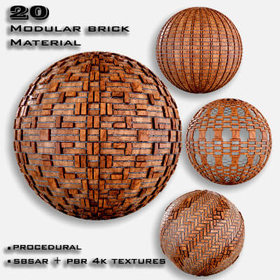 20 Modular Brick Material SBSAR 4k Texture Maps