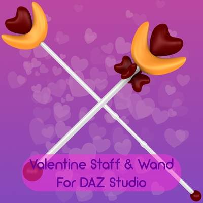 Valentine Staff & Wand for DAZ
