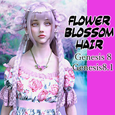 Flower Blossom Hair for Genesis 8 Female