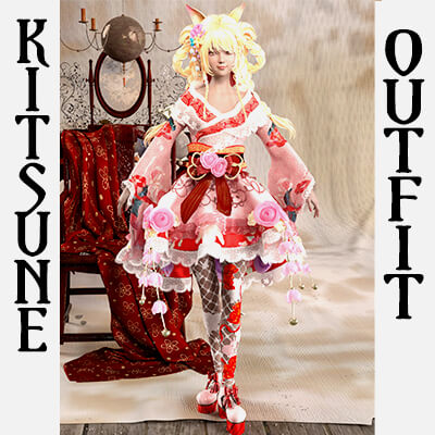 Kitsune Asian Outfit for Genesis 8 Female
